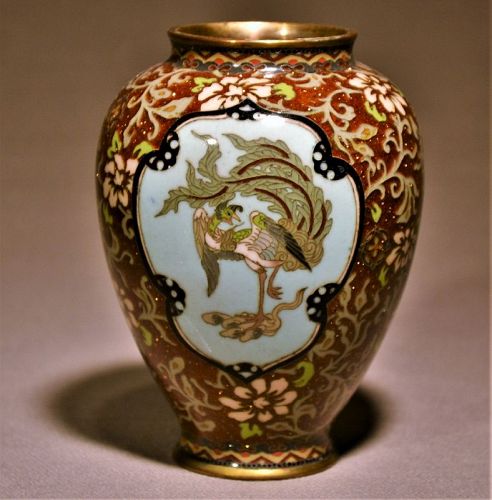 Cloisonne enamel vase.Dragon and Phoenix. Meiji period.