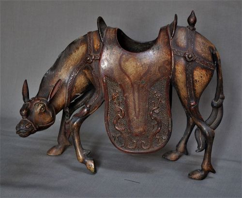 Mule without Toba. Rare laquered Japanese bronze.