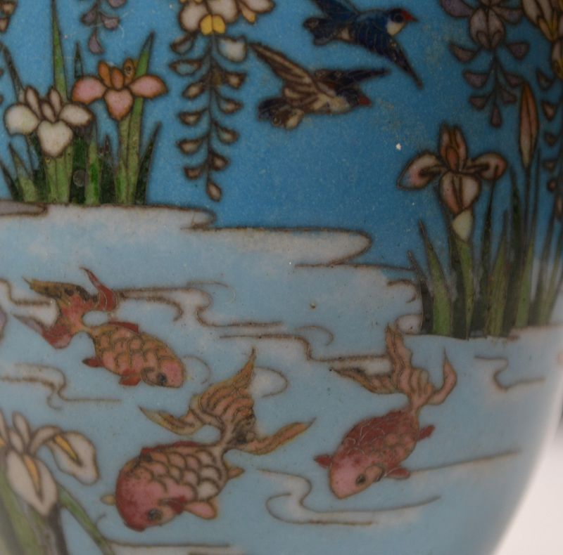 Pair of cloisonné enamel vases. Meiji period