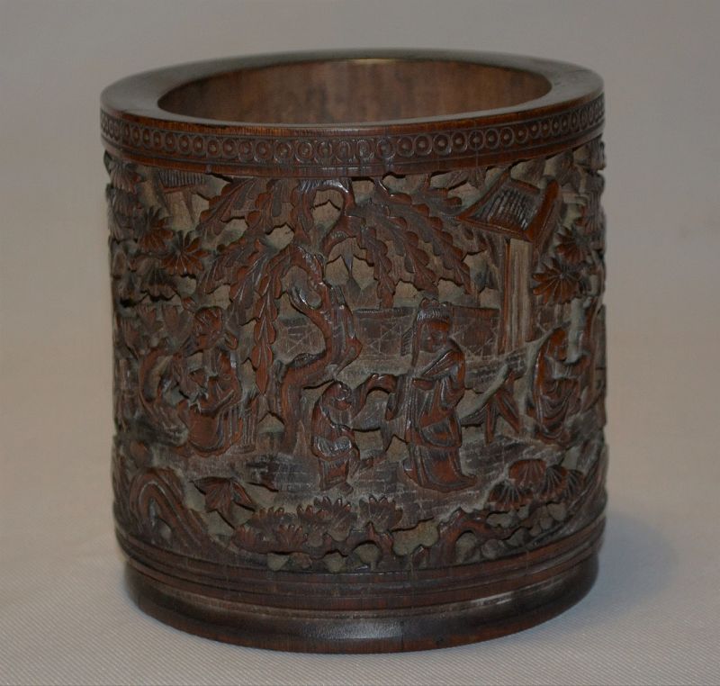 Bamboo pot. Chinese Qing or Ming périod. Shoulao