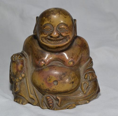Budai carved in soapstone. China Qing period.