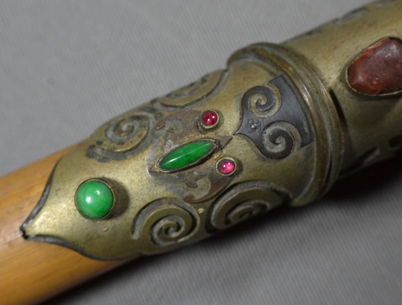 Bamboo and Jadeite Pipe.China Qing Dynasty 19th century or before.