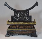 Chinese hardwood stand for Bi jade. China Qing dynasty