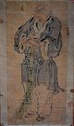 Black Ink painting. Chinese Monk Shih Te