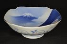 Fukagawa porcelain bowl. Decorated with Mount Fuji. Meiji Japan early