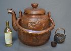 Giant Japanese tea pot in embossed copper. Edo périod