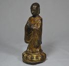 Chinese buddhist monk in bronze gilded.Ming dynasty 17th century