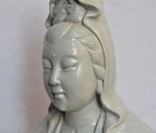 Guanyin in monochrome white Chinese porcelain. Qing Dynasty.