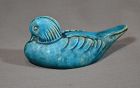 Turquoise stoneware duck brush rest. Ming period China.