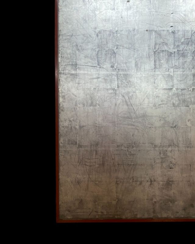 Elegant Meiji-Era Two-Panel Silver Leaf Screen (item #1503242)