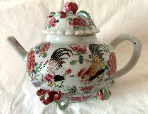 Fine and Rare Chinese Export Porcelain Applied Teapot Yongzheng Period