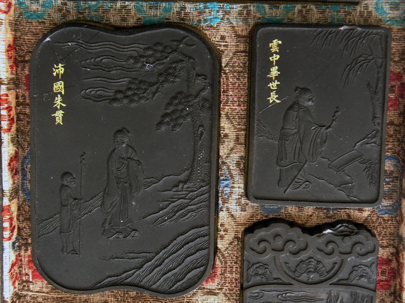 Set of five ink sticks in original lacquered box. Late Qing (item 