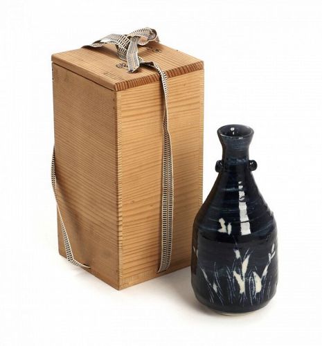 KATO Nobuaki, blue Oribe style small vase