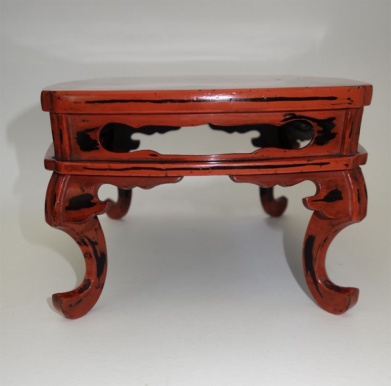 Antique Japanese Negoro Lacquer small table for Incense burner
