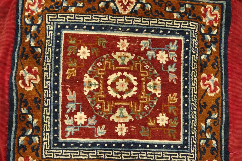 Antique Tibetan Woollen Meditation Mat, Rug, Carpet