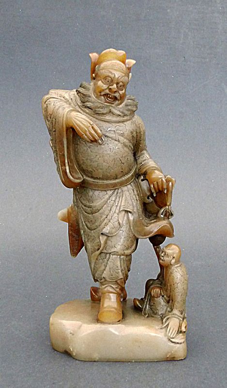 Antique Chinese soapstone sculpture depicting Chonggui. Late Qing.