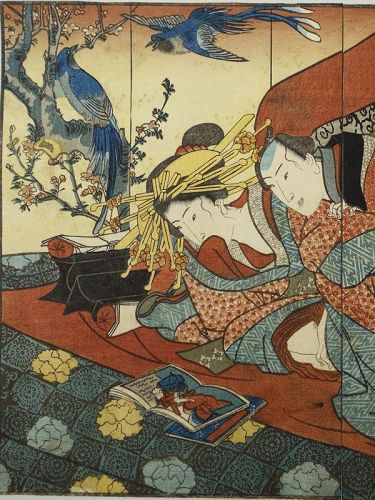 Eight Japaese Erotic Prints Shunga, Late Edo 19th cent.