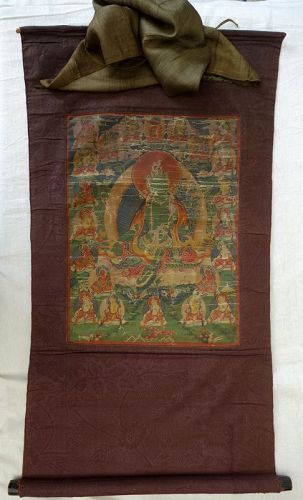 Antique Tibetan Thangka with Green Tara (Shyamatara )