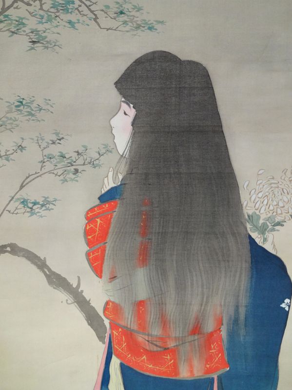 Japanese Bijin Beautiful Girl painting by Nobumaru, Meiji