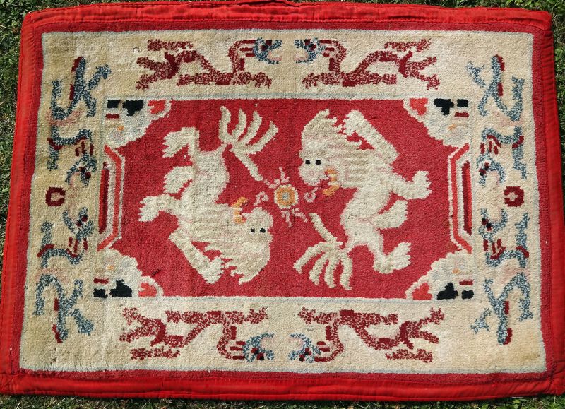 Complete Set of Tibetan Saddle Rugs with Snow Lions design