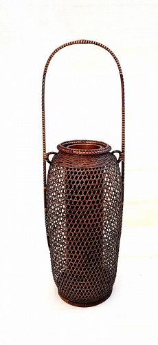 Fine openwork Bamboo Flower Basket, Hanakago by Buseki Suigetsu