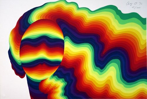 Ay-O,  Silkscreen print, Rainbow Hair, 1973