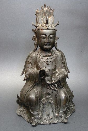 Large Ming Bronze Songzi Niangniang ‘The Lady who Brings Children ...