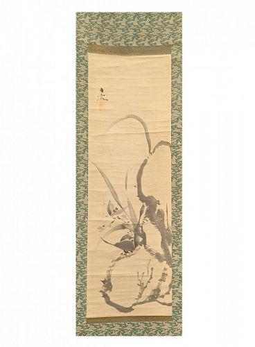 Japanese scholar painting, orchids and Rock, Ike no Taiga