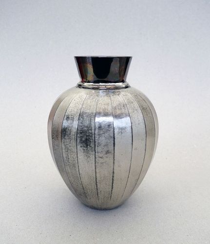 Japanese Modern Hammered Silver Vase.