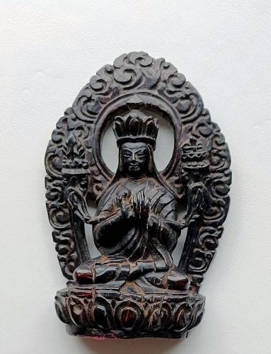 Fine Zitan Image of BONPO Master NAMYE’ SHERAB GYALTSEN