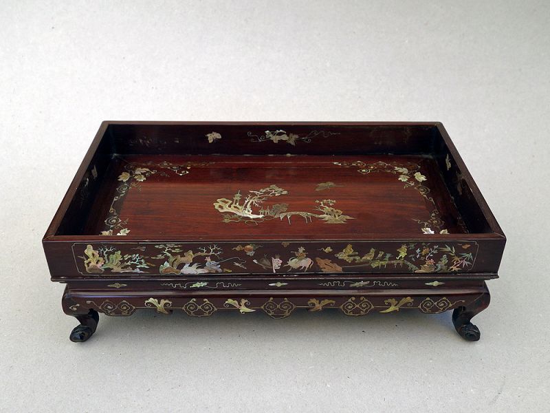 Annamese Rosewood and Mother of Pearl Inlay Stationary Tray, 19th cent