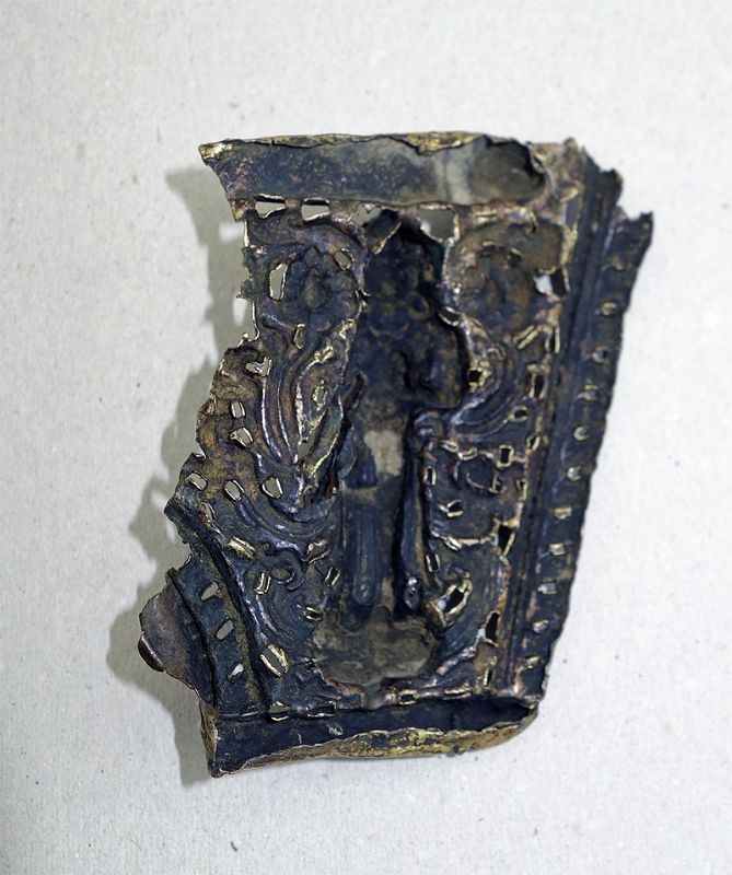 Tibet fragment of Mandorla with standing Padmapani