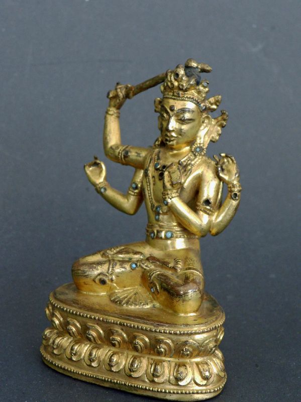 Antique Tibetan Bronze Image of Manjugosa Bodhisattva