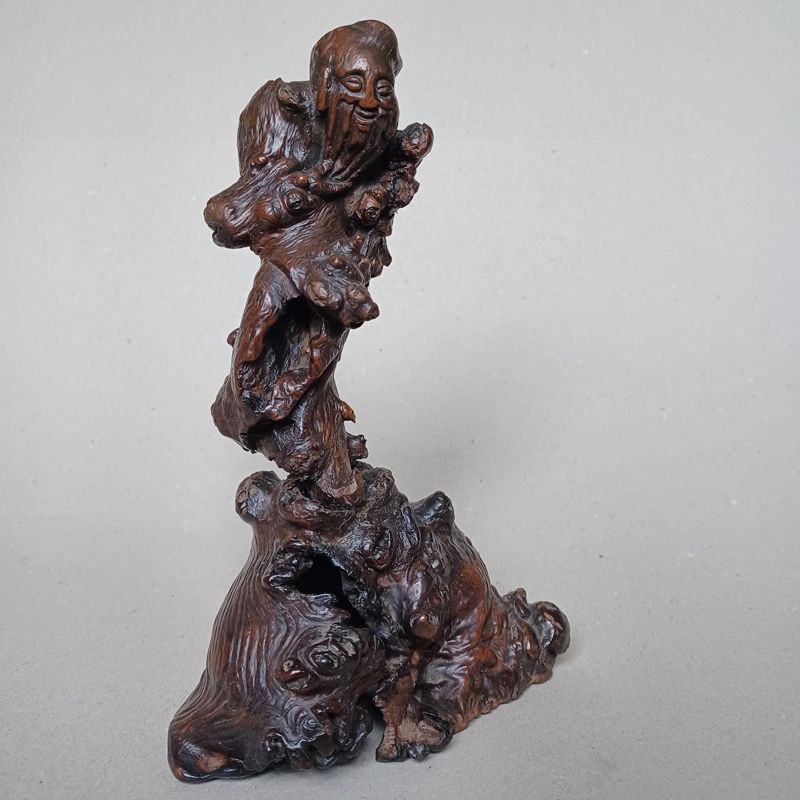 Chinese Rootwood Figure Depicting a Daoist Immortal, Ming