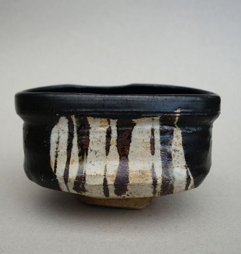 Antique, Black Oribe Katsugata Tea Bowl Chawan