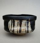 Antique, Black Oribe Katsugata Tea Bowl Chawan