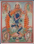 Mongolian small Thangka depicting the Blue Vajravarahi