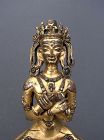 Antique Tibetan Gilt Bronze Image of BODHISATTVA VAJRADHARA