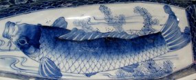 Fine Large Kameyama Koi Boat-shaped Bowl Edo