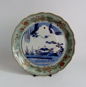 Ko Imari Landscape Seji Sometsuke Dish c.1750