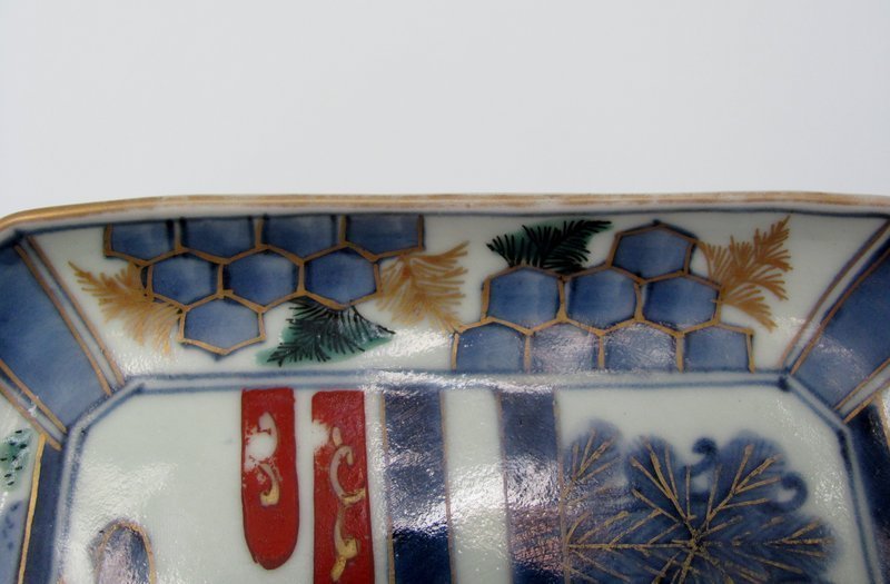 Fine Ko Imari Pines and Mist Pattern Square Dish c.1750