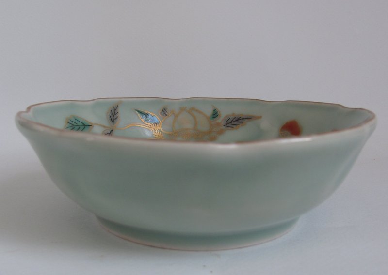 Ko Imari Landscape and Chestnut pattern Celadon Bowl c.1760 No 1