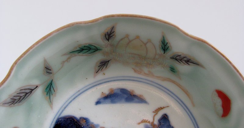 Ko Imari Landscape and Chestnut pattern Celadon Bowl c.1760 No 2