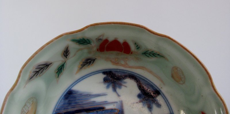 Ko Imari Landscape and Chestnut pattern Celadon Bowl c.1760 No 2