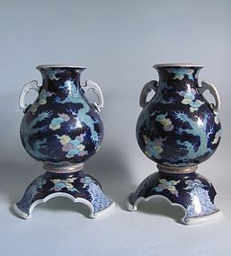 Fine Pair of Fukugawa Dragon Vases Meji