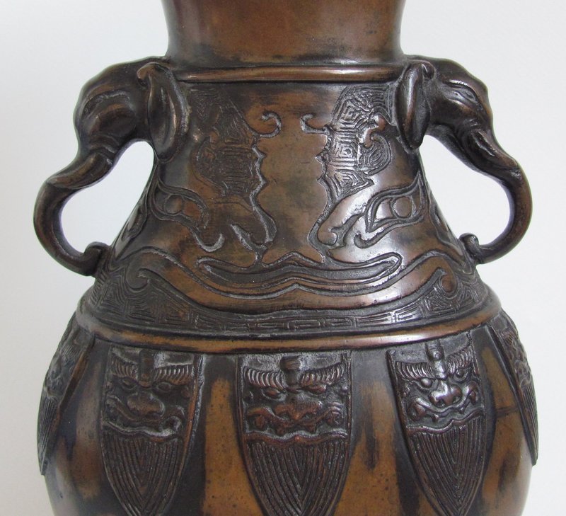 Bronze Baluster Hu Shaped Vase 19C
