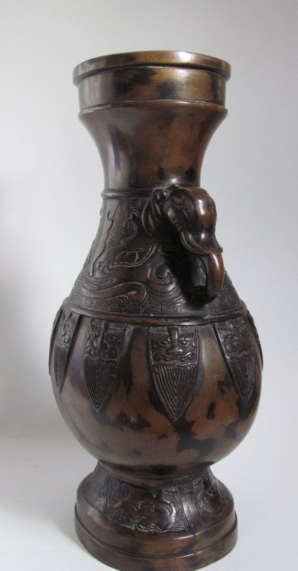 Bronze Baluster Hu Shaped Vase 19C