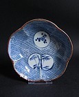 Arita Cherry blossom and Waves Inban Katagamizuri Dish c.1700