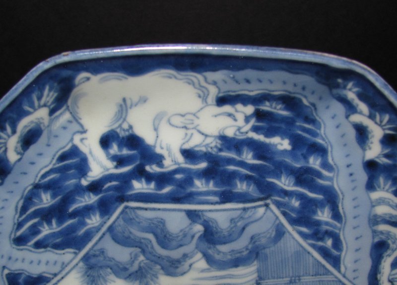 Ko Imari Shun and the Elephants Octagonal Dish c.1780
