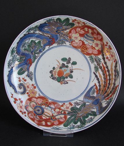 Ko Imari Dragon and Peonix Dish c.1710